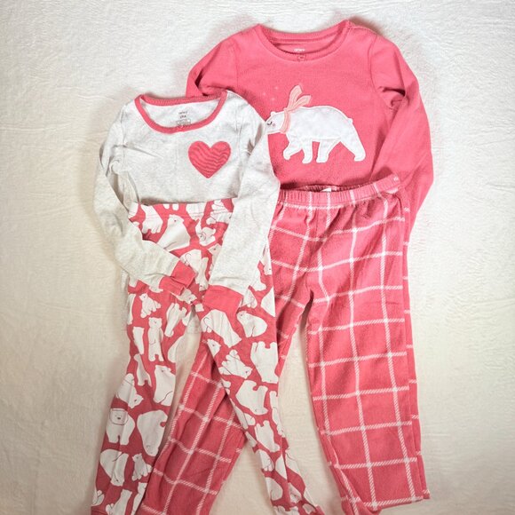 Carter's Other - Carter's Girls' 4-Piece Polar Bear Pajama Set 6/6A for Fall & Winter One Fleece